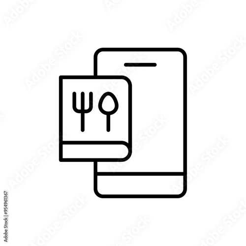 Cooking app outline icons, minimalist vector illustration ,simple transparent graphic element .Isolated on white background