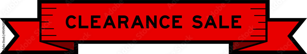 Ribbon label banner with word clearance sale in red color on white background Ribbon label banner with word clearance sale in red color on white background