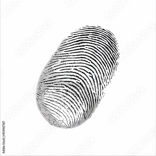 Black And White Fingerprint Impression Isolated On A White Background