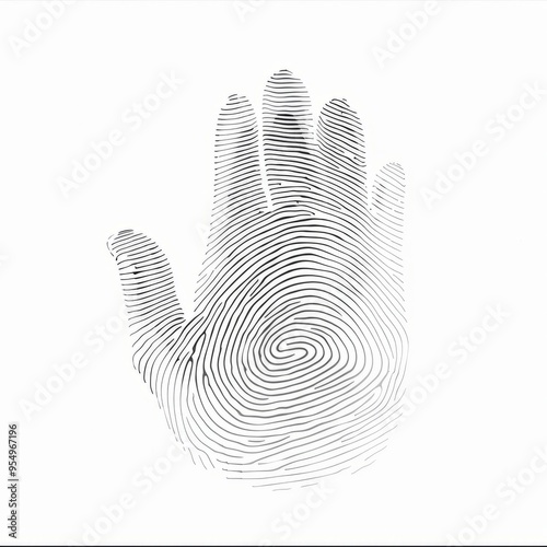 Black And White Fingerprint Image Of A Human Hand Palm