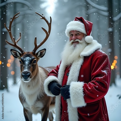 santa claus with reindeer