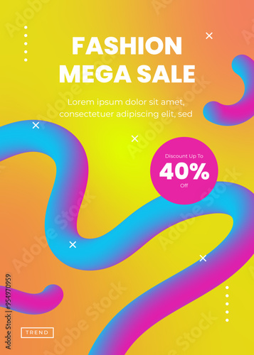Gradient Fashion Sale A4 Poster Template with Abstract Fluid Background and Vibrant Colors 5