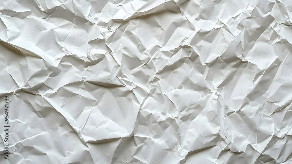 Crumpled White Paper Texture Background
