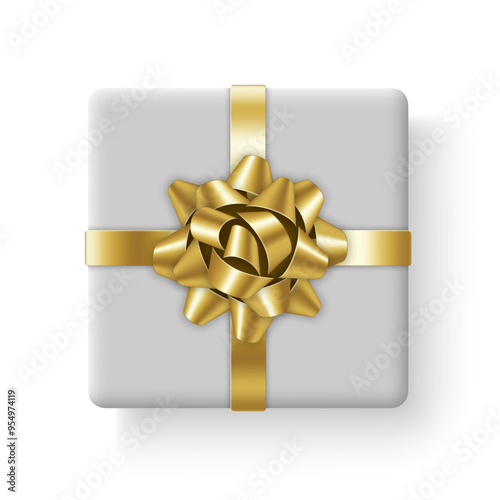 Gift box with bow and ribbons. Isolated on white background