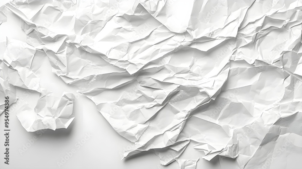 Crumpled White Paper Texture Background
