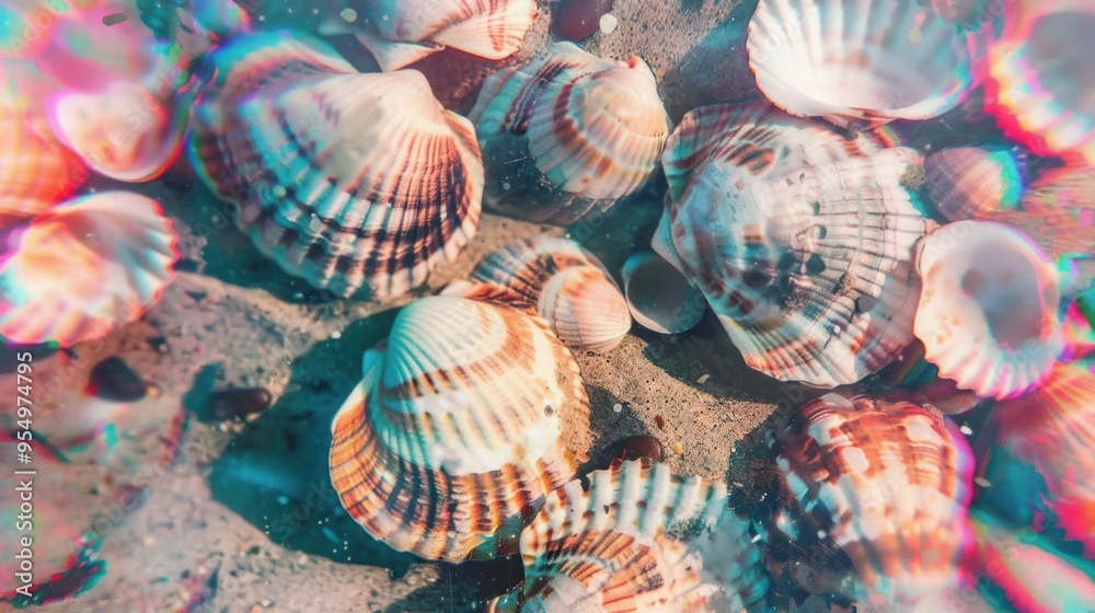 Seashells on the Beach with a Glitch Effect