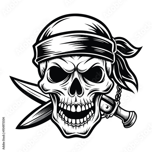 Skull and Crossbones Icon on Black and White Vector Backgrounds