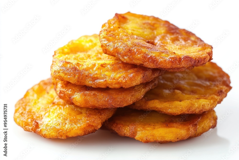 A Stack of Crispy Golden Fried Plantain Slices A Stack of Crispy Golden Fried Plantain Slices
