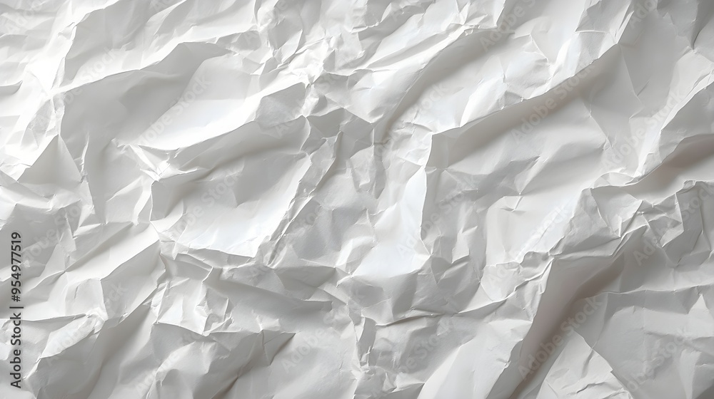 Fototapeta premium Crumpled White Paper Texture Background