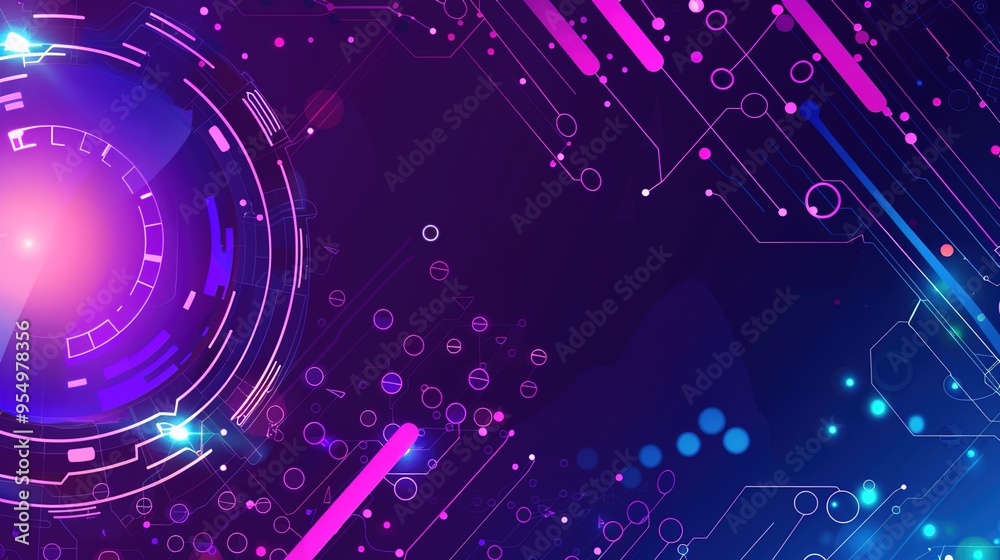 Abstract futuristic background with glowing gradient lines and particles in blue, pink and purple hues Abstract futuristic background with glowing gradient lines and particles in blue, pink and purple hues