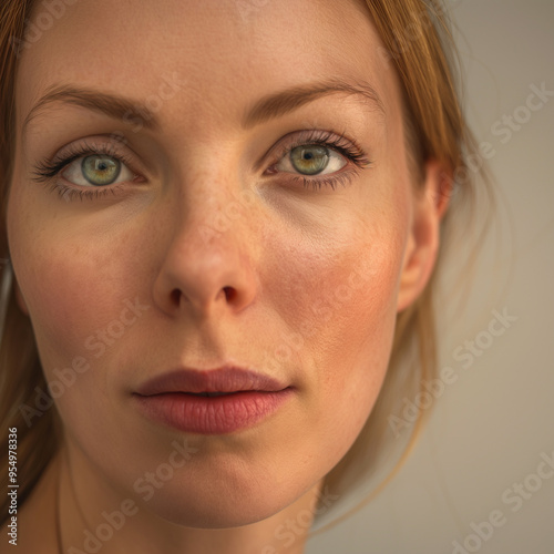 Detailed portrait of a woman aged 30-40 in an ultra-realistic style