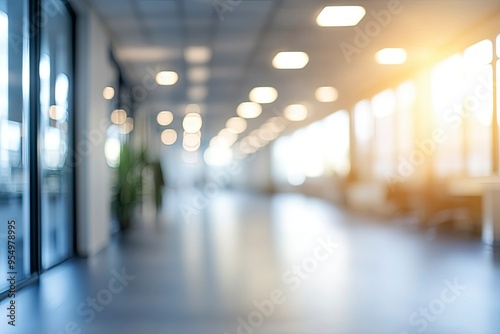 Wallpaper Mural Blurred empty open space office. Abstract light bokeh at office interior background , ai Torontodigital.ca