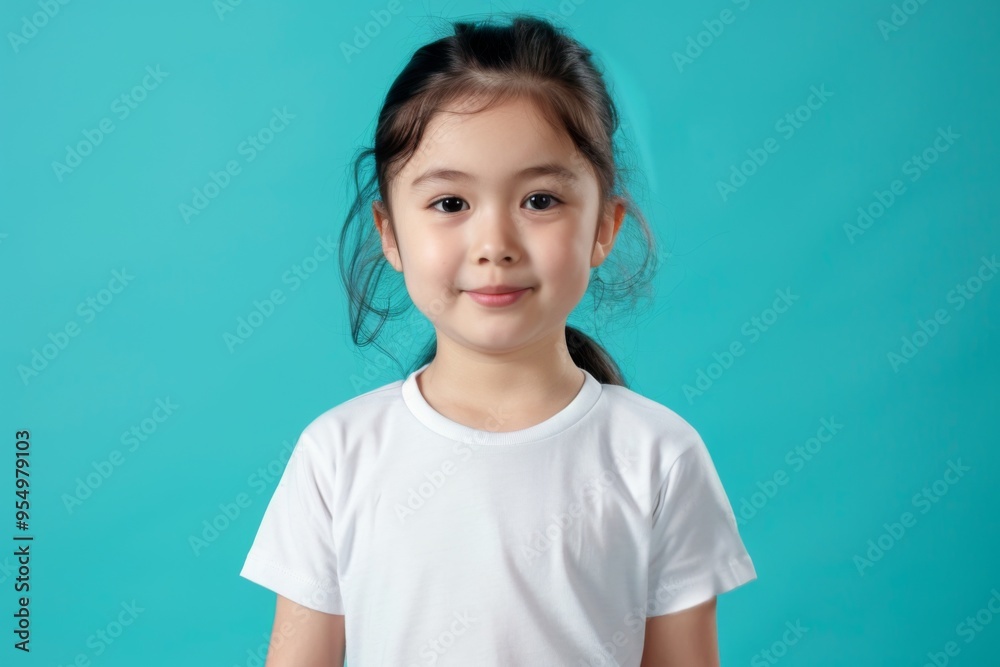 Portrait of a cute female child against green background Portrait of a cute female child against green background