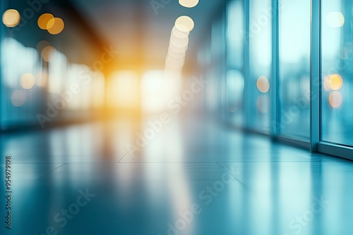 Wallpaper Mural Blurred empty open space office. Abstract light bokeh at office interior background , ai Torontodigital.ca