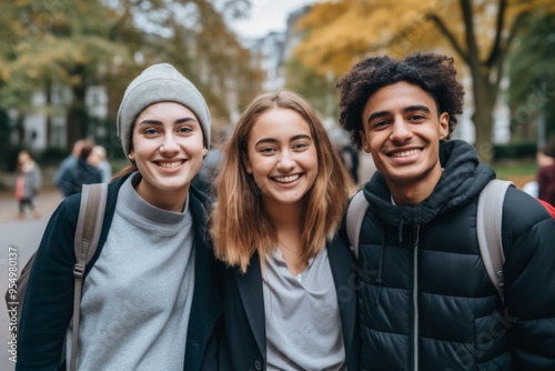 Portrait of a smiling diverse group of students