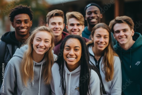 Portrait of a smiling diverse group of students