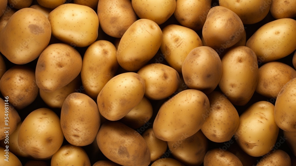 Pile of fresh potatoes on sale in vegetable stand display at supermarket show organic food. Neural network ai generated art Pile of fresh potatoes on sale in vegetable stand display at supermarket show organic food. Neural network ai generated art