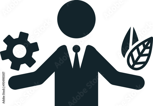 Businessman choosing between industry and ecology concept icon