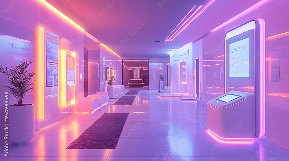 Futuristic Interior Design - Neon Lights and White Walls Futuristic Interior Design - Neon Lights and White Walls
