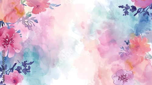 Stunning Hand Drawn Watercolor Border Background: A Delicate and Enchanting Visual Delight. Showcasing Artistry and Creativity.