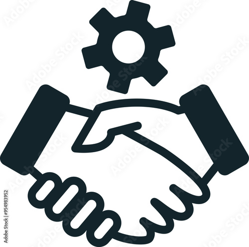 Business agreement for productivity improvement with handshake icon