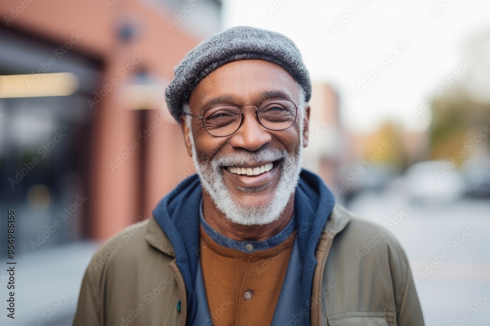 Portrait of a smiling elderly black man with gray beard outdoors Portrait of a smiling elderly black man with gray beard outdoors