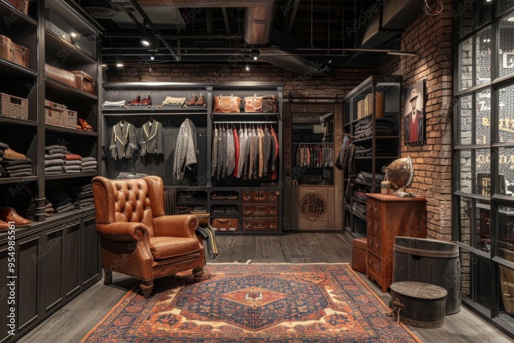 Fototapeta premium Interior of a modern mens wear store