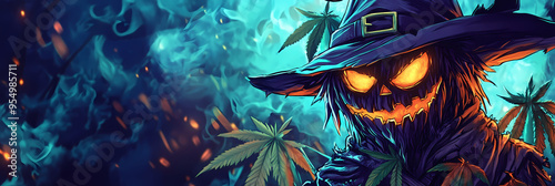 Halloween Stoner Scarecrow, Spooky Anime 420 Weed Wallpaper, fall, autumn