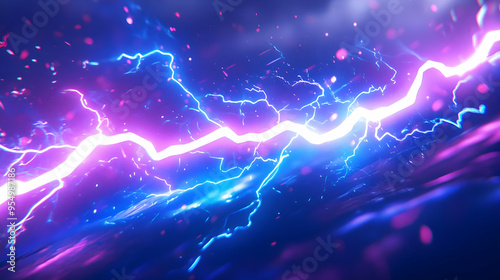 Abstract Blue and Pink Lightning Streaks with Glowing Energy and Sparks -  Abstract Background Animation Video