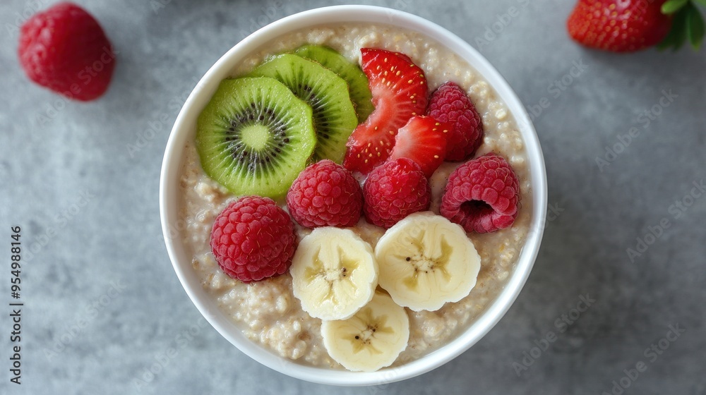 Healthy and Delicious Oatmeal Breakfast with Fruit