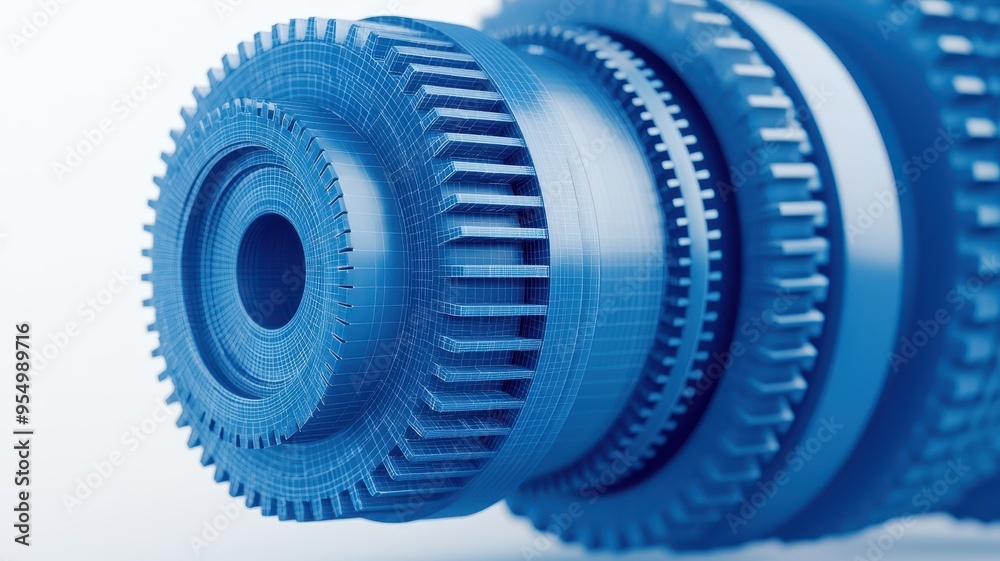 Close-up of a blue mechanical gear, showcasing intricate design and precision engineering in a professional background. Close-up of a blue mechanical gear, showcasing intricate design and precision engineering in a professional background.