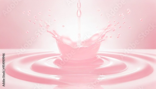 Elegant Pink Milk Splash, Refreshing Pink Liquid Explosion, Tempting Strawberry Milk Wave