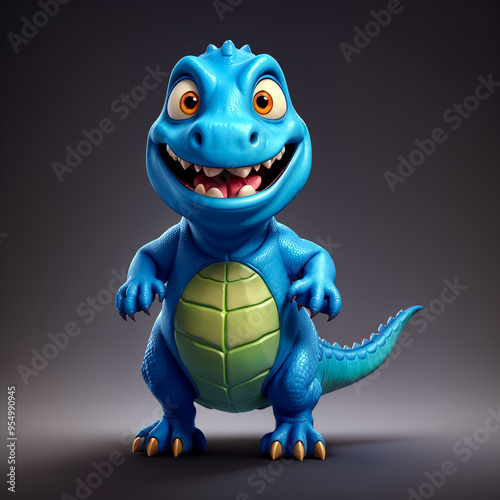Photo of a 3D cartoon anime dinosaur smiling