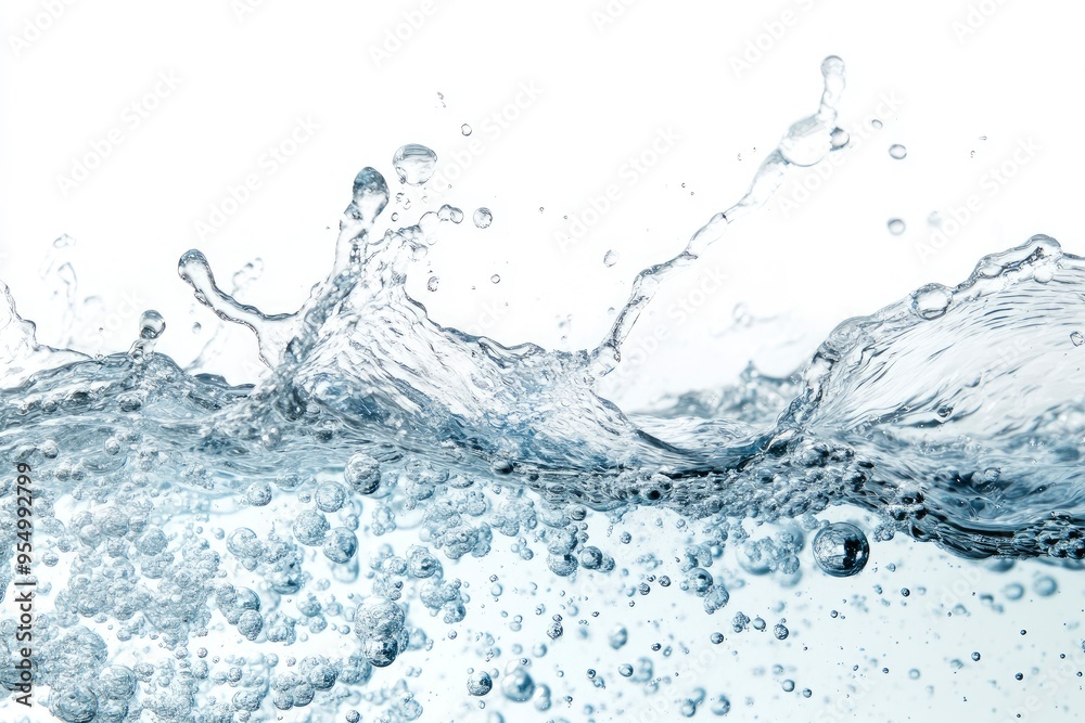 Water Wave. Water Bubbles Float Up Under Water. Freshness Pure Water Splashing on White Background , ai Water Wave. Water Bubbles Float Up Under Water. Freshness Pure Water Splashing on White Background , ai