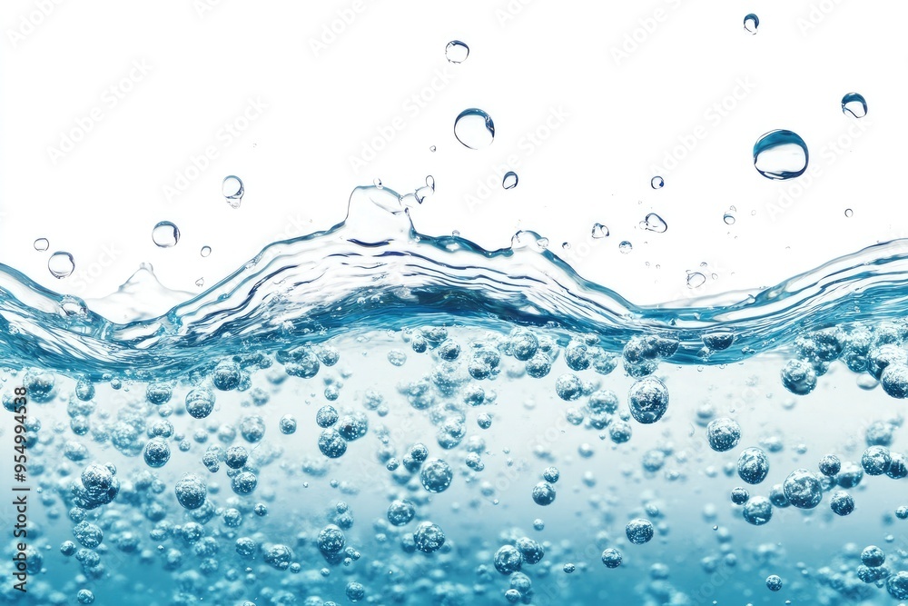 Water Wave. Water Bubbles Float Up Under Water. Freshness Pure Water Splashing on White Background , ai Water Wave. Water Bubbles Float Up Under Water. Freshness Pure Water Splashing on White Background , ai