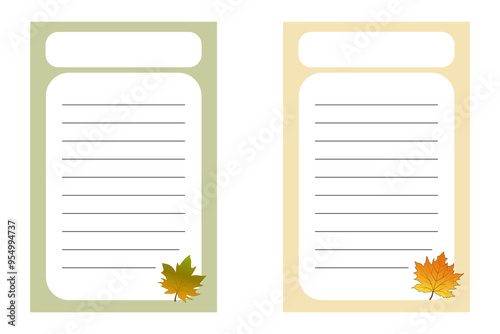 Fall bucket list flat templates set. Weekly and daily planner pages designs . Diary, notepad checklist layout.