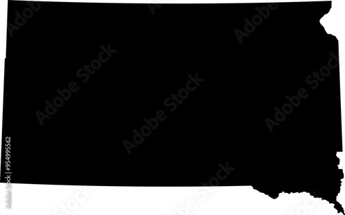 State of South Dakota Silhouette Outline Graphic Design with Transparent Background	