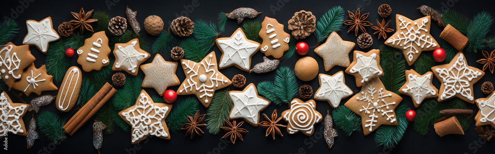 Christmas Gingerbread Cookies Fir Twigs Header Christmas Gingerbread Cookies Fir Twigs Header