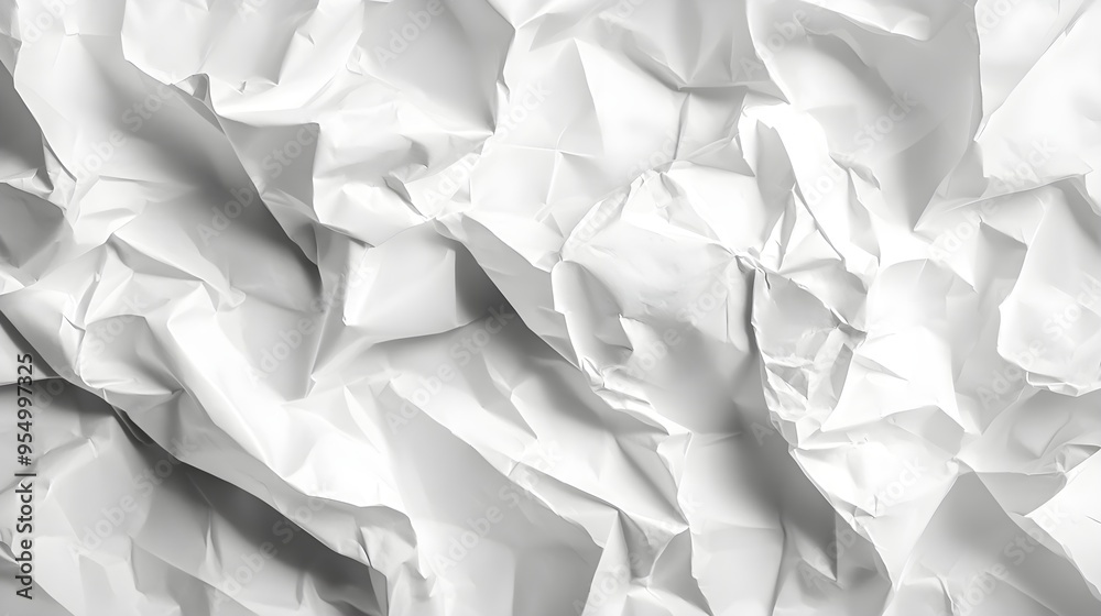 White Crumpled Paper Texture Background