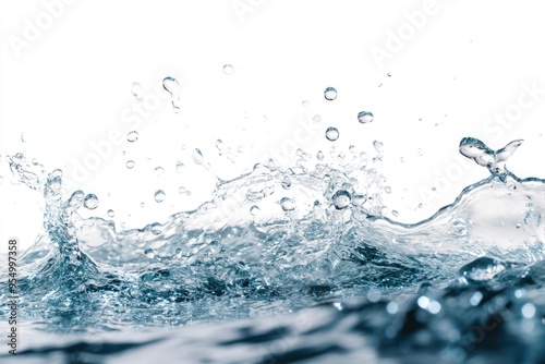 Water Wave. Water Bubbles Float Up Under Water. Freshness Pure Water Splashing on White Background , ai