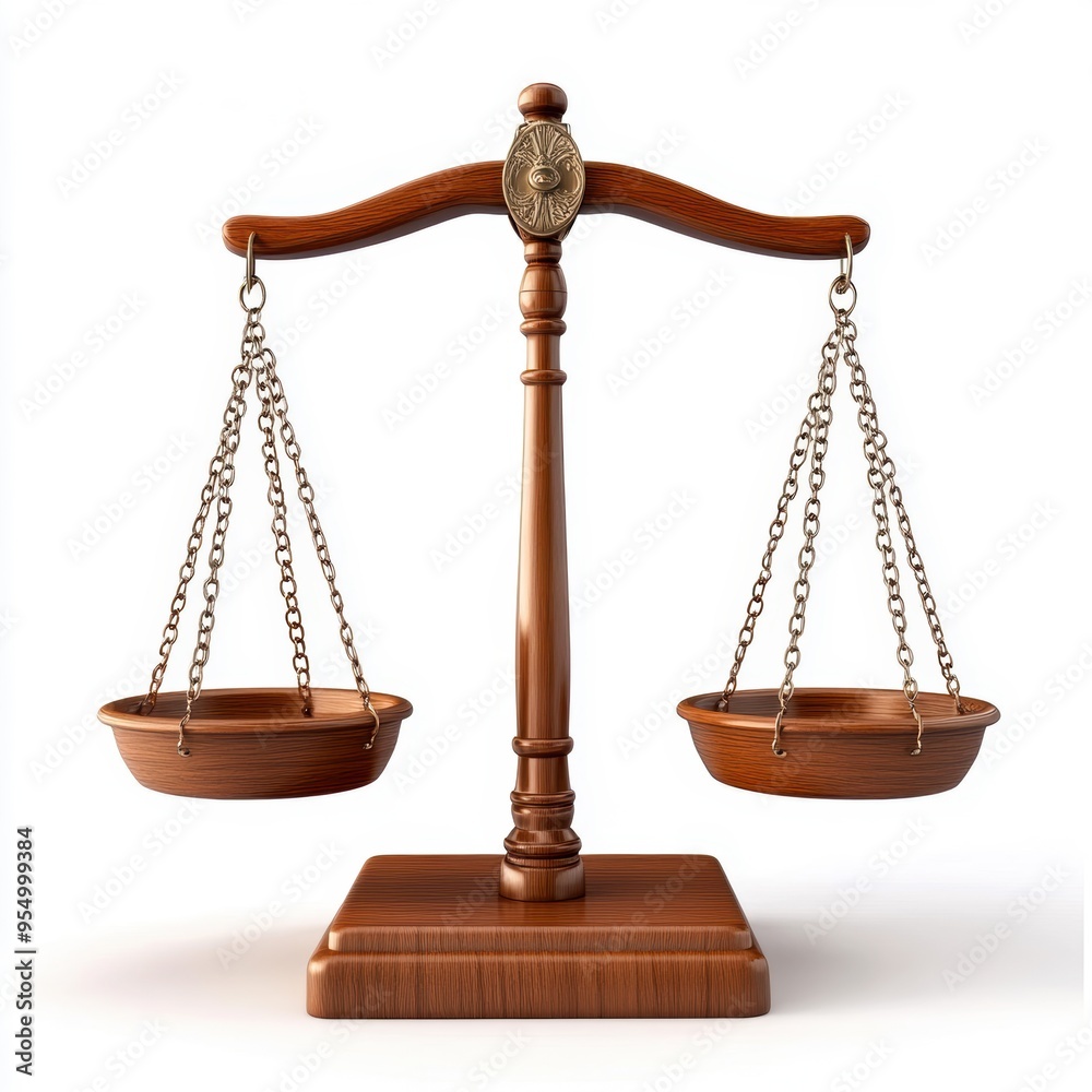 Close-up of a balanced wooden justice scale symbolizing fairness and equality in law and judiciary concepts. Close-up of a balanced wooden justice scale symbolizing fairness and equality in law and judiciary concepts.