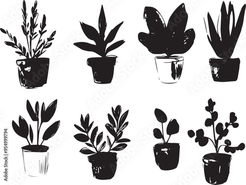 Set plants. Hand drawn vector illustration	