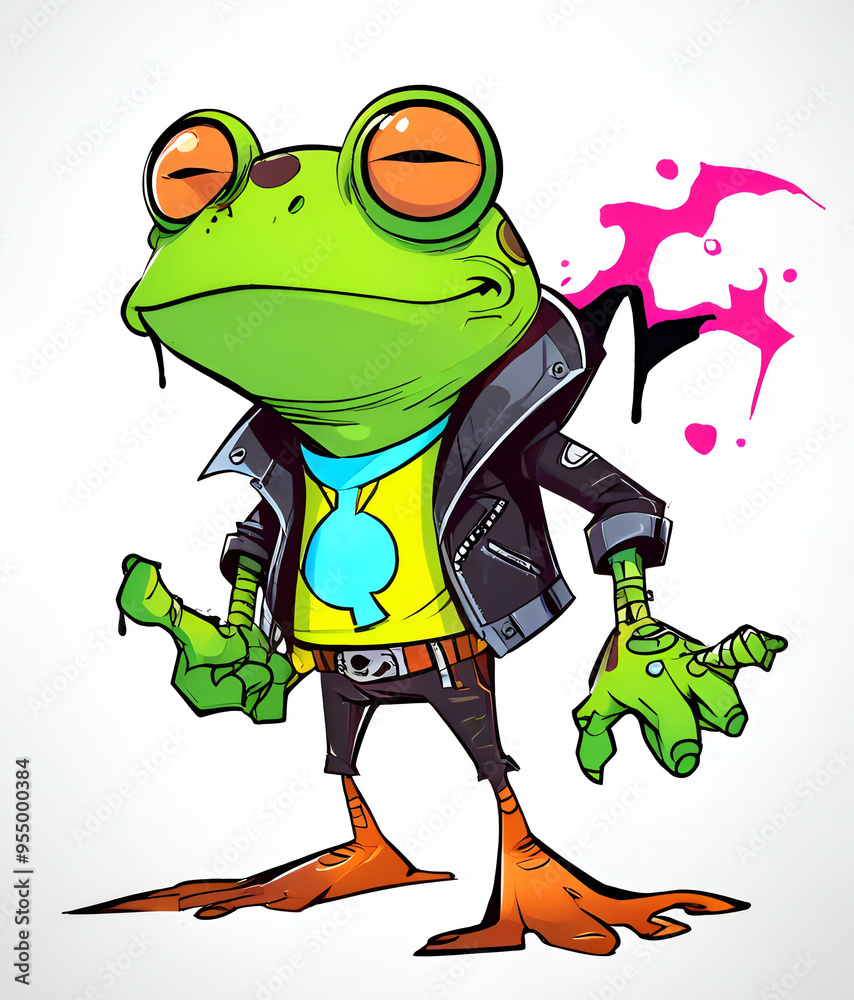 Cool Frog in Leather Jacket Illustration Cool Frog in Leather Jacket Illustration