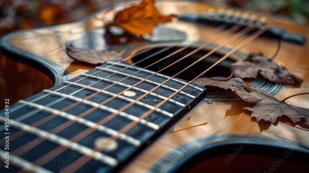 Fototapeta premium acoustic guitar with strings