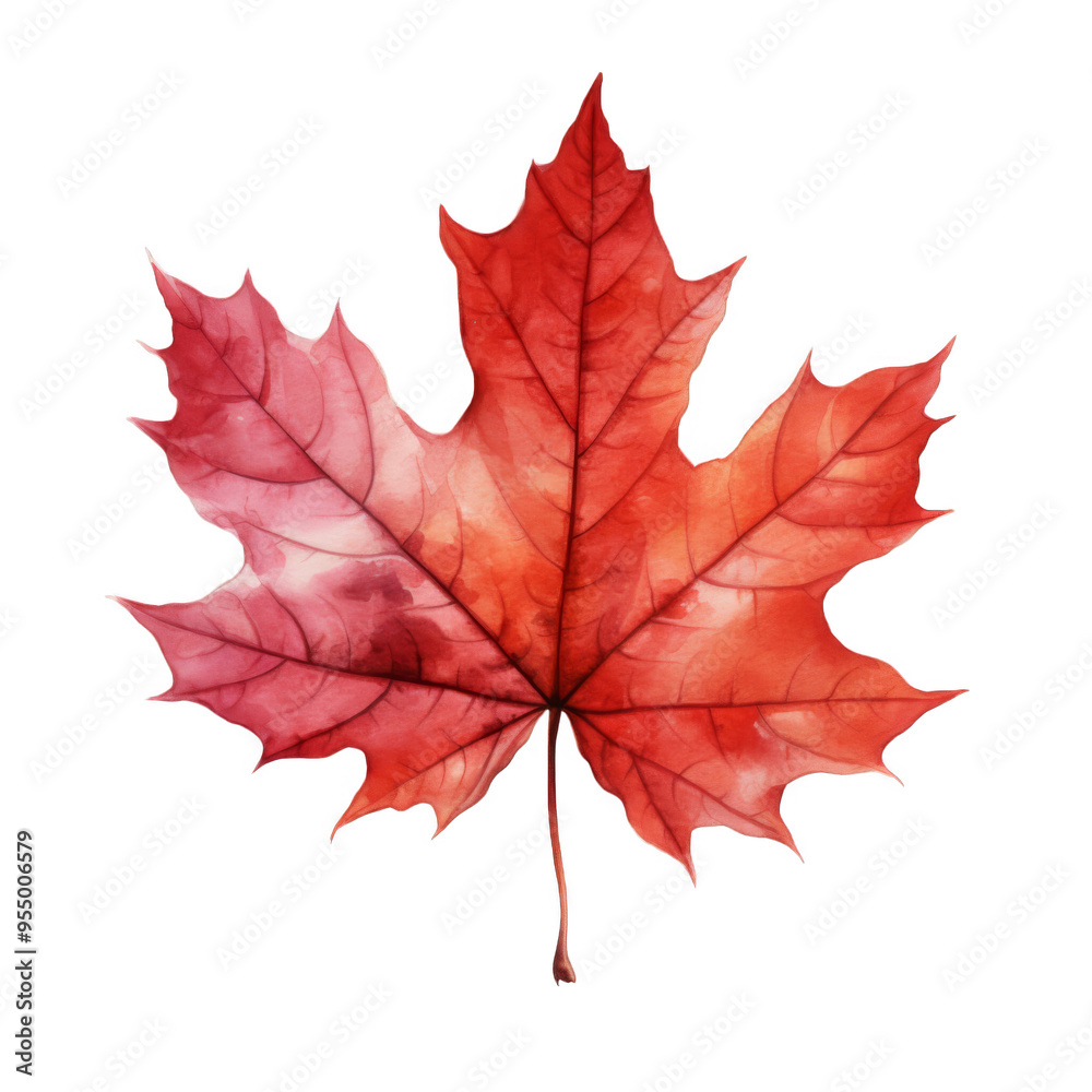 Watercolor Painting of a Red Maple Leaf Watercolor Painting of a Red Maple Leaf