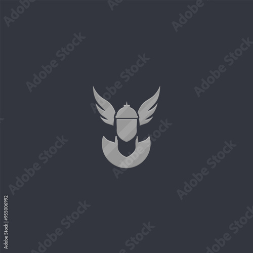 Sci Fi Military Logo Element Valkyrie Silver Isolated Vector Design