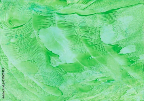 Abstract encaustic painting with texture effect green - painted with a painting iron and wax color