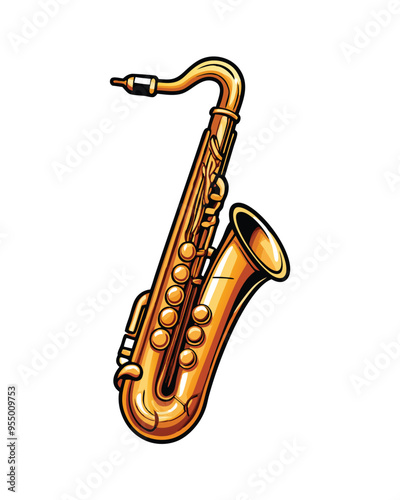 Vector illustration of a saxophone with editable stroke.