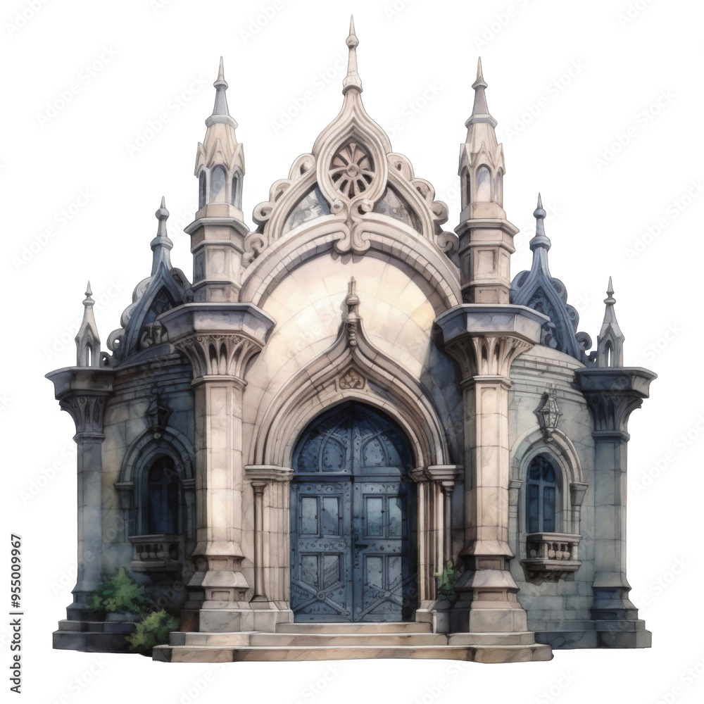 Obraz premium Ornate Stone Building with a Large Double Door