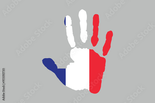 Peace for France with flag, Flag of France national country symbol illustration Vector, Rectangle French flag illustration, Flat vector illustration
